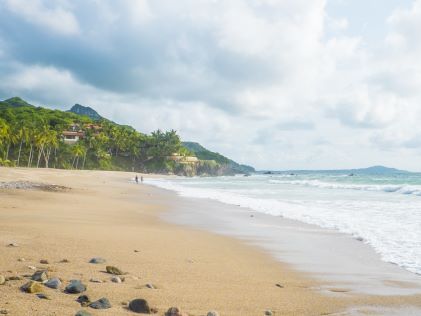 Beach on a partly cloudy day in Nayarit, Mexico 