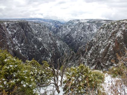 Rim of Black Canyon of the Gunnison in Colorado during winter