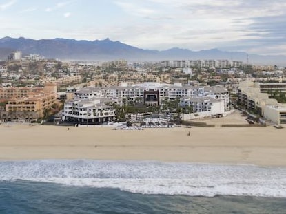 Aerial view of beach and Cabo Azul, a Hilton Vacation Club in Los Cabos, Mexico