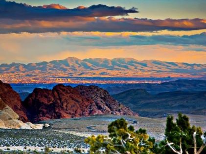 View of Las Vegas Valley in the winter from Red Rock Canyon