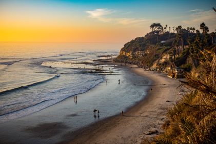 Beautiful beach scene, aerial image, La Jolla Beach, San Diego, California. 
