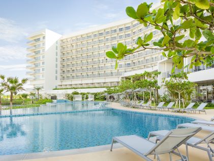 Outdoor pool at The Beach Resort Sesoko, a Hilton Club in Okinawa, Japan