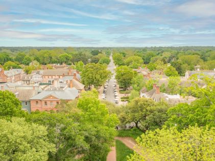 Aerial view of Colonial Williamsburg in Virginia