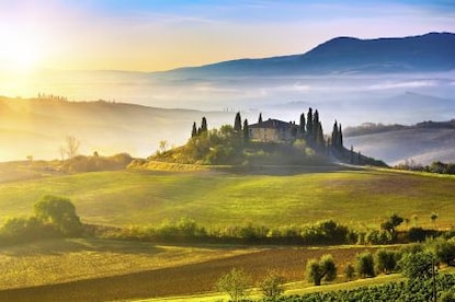 Picturesque, rolling hills, countryside, Florence, Italy. 