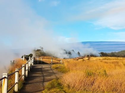 Grass and smoke on an outdoor tour of the Big Island Hawaii