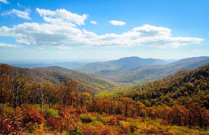 Picturesque view of the Blue Ridge Mountains.