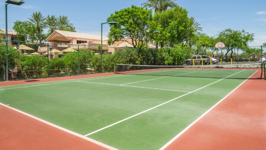 Tennis court at Scottsdale Villa Mirage, a Hilton Vacation Club located in Scottsdale, Arizona.