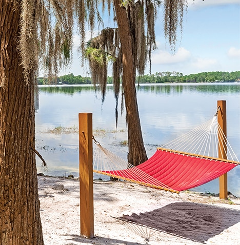 Grand Beach hammock on the water