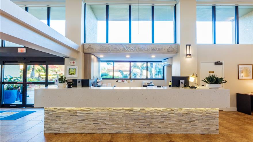 Lobby at Eagle Nest Beach Resort located at Marco Island, Florida.