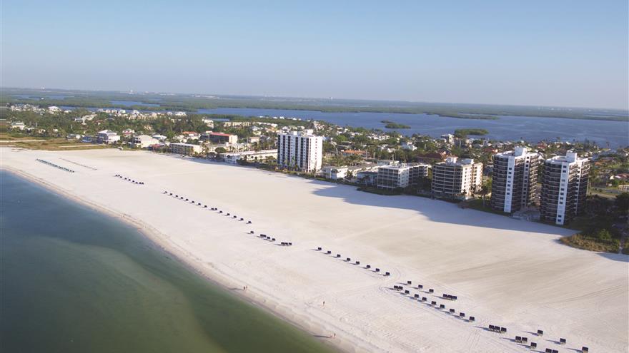 Aerial view of Seawatch On-the-Beach Resort located at Fort Myers Beach, Florida.
