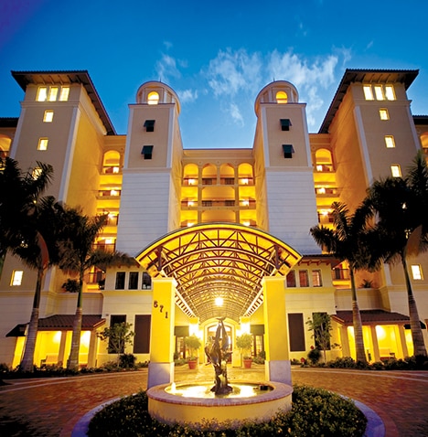 Entry of Sunset Cove Resort located on Marco Island, Florida.