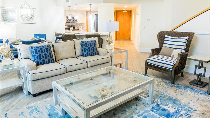 Living area at The Cottages at South Seas Island Resort located at Captiva Island, Florida