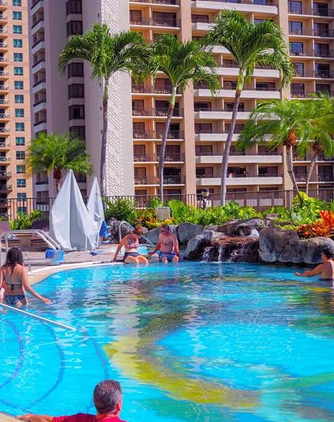 Pool at Kalia Suites, a Hilton Grand Vacations Club located at Waikiki Beach, Oahua.