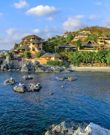 View of Hilton Grand Vacations Club Zihuatanejo across a small bay