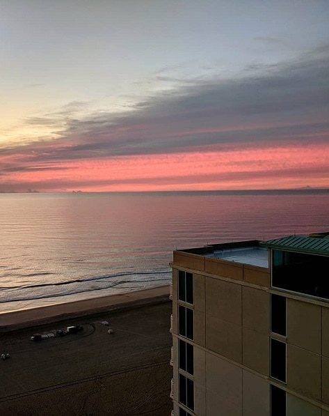 View of the sunset over the Virginia Beach.