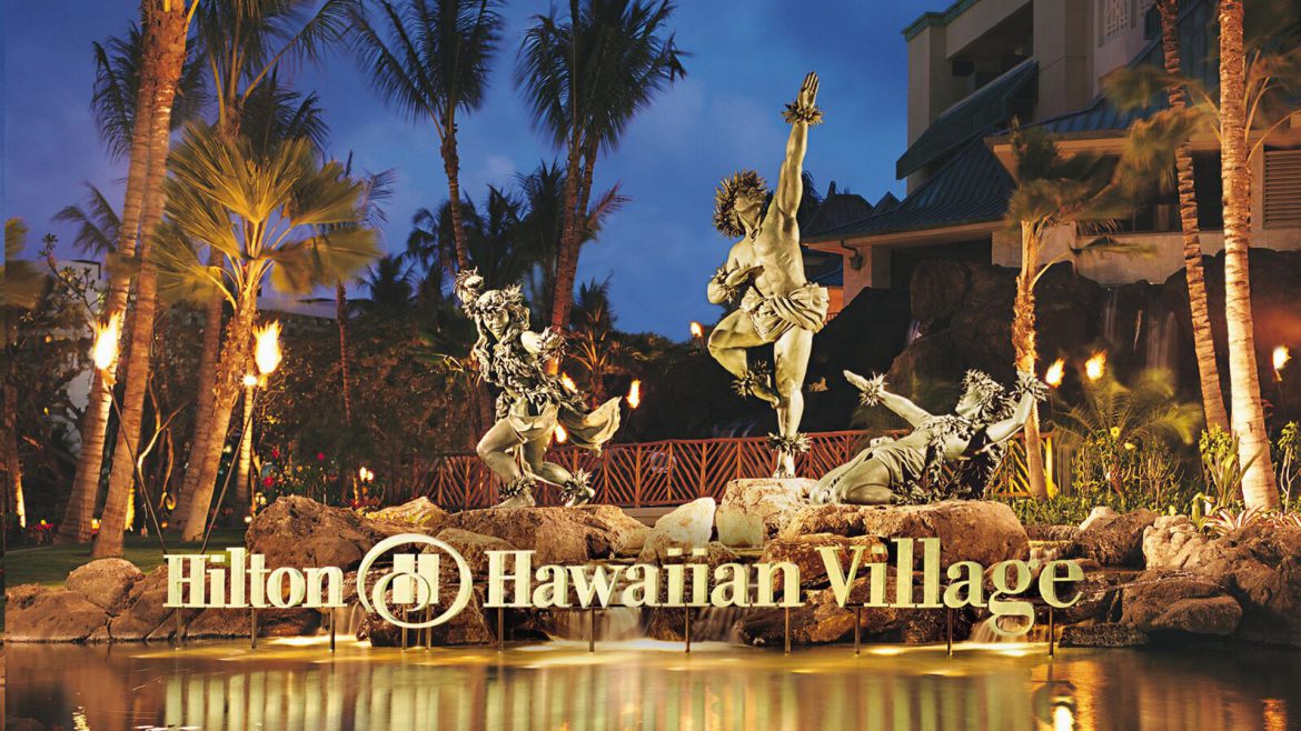 Entryway to the Hilton Hawaiian Village in Honolulu, Hawaii