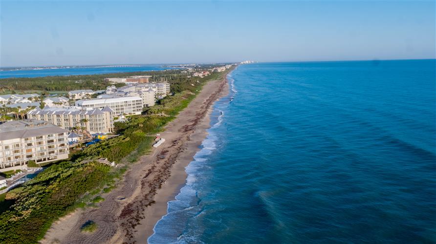 Aerial view of Plantation Beach Club, and Florida coastline, Stuart , Florida.