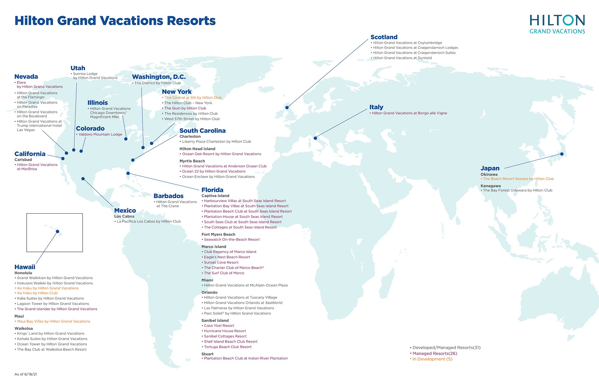 Hilton Grand Vacations Resorts Map