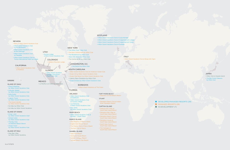 Hilton Grand Vacations - Our Destinations Map